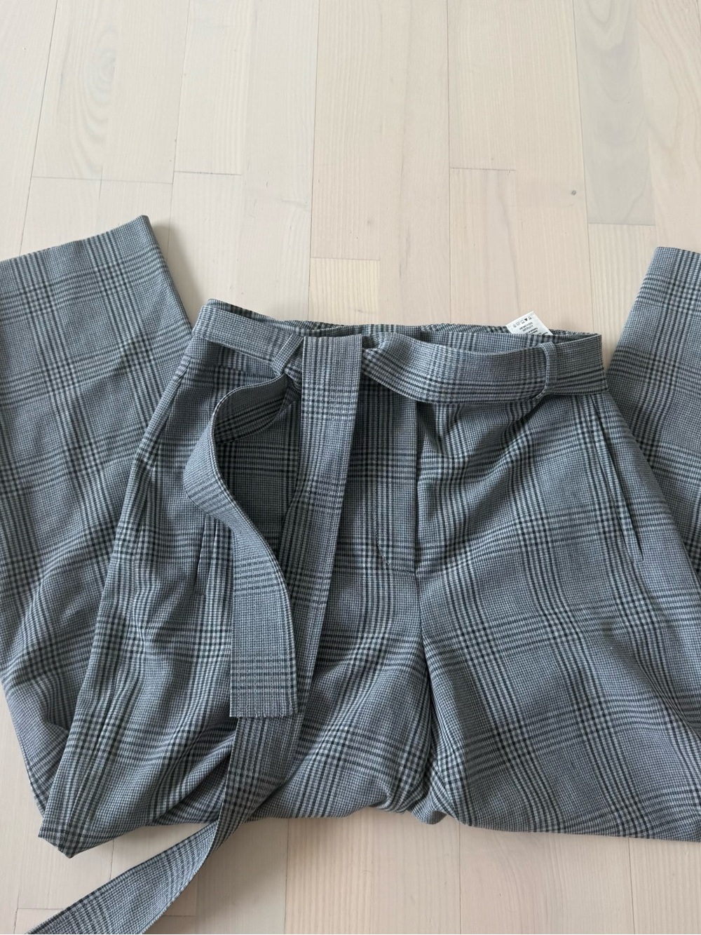 Wilfred Gray Glen Plaid Paperbag Trousers with Belt